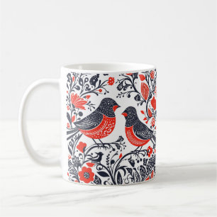 Skandinavische Folklore Art Birds Lino Schnitt Des Kaffeetasse