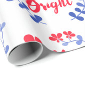 Skandinavische Folklore Art Blue and Red Blume Geschenkpapier (Rolleneckpunkt)