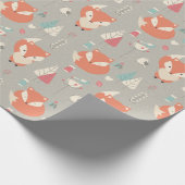 Skandinavische Folklore Art Red Fox Blume Geschenkpapier (Ecke)