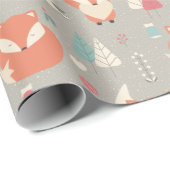 Skandinavische Folklore Art Red Fox Blume Geschenkpapier (Rolleneckpunkt)