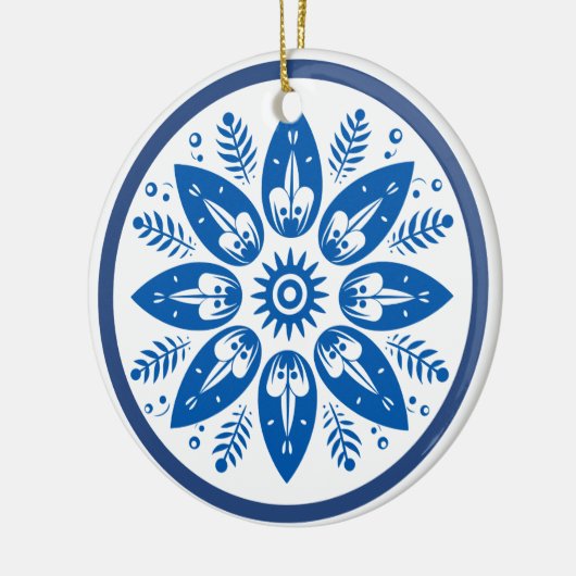 Skandinavische Folklore Blume Leaf Snowflake Keramik Ornament (Links)