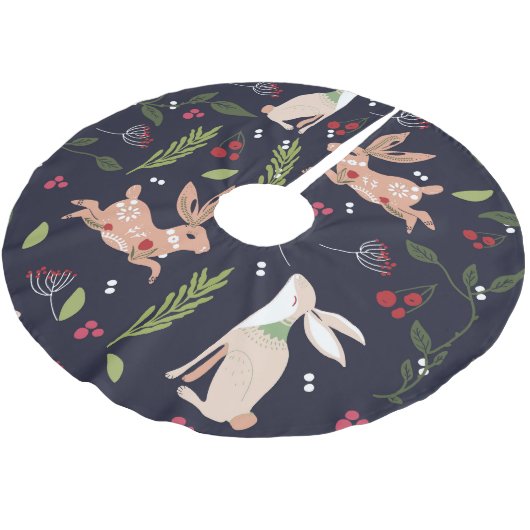 Skandinavische Folklore Polyester Weihnachtsbaumdecke (Schrägansicht)