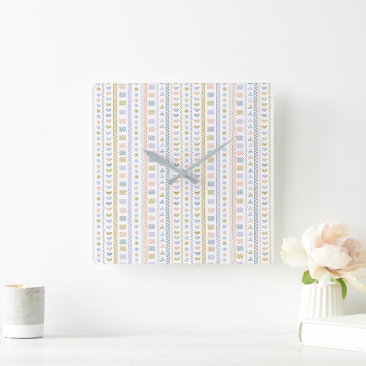 Skandinavische Folklore Quadratische Wanduhr (Zuhause)