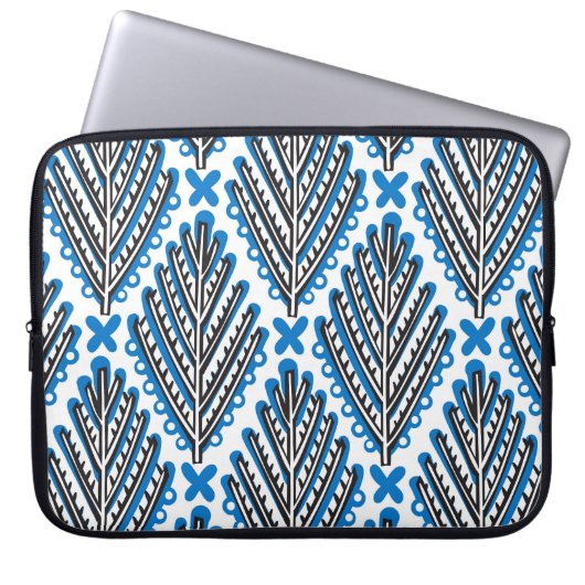 Skandinavische Folklorekunst: Blumenrostdesign Laptopschutzhülle (Vorderseite)