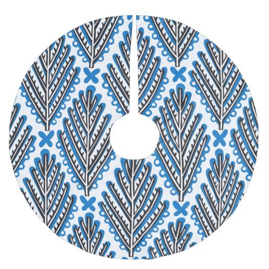 Skandinavische Folklorekunst: Blumenrostdesign Polyester Weihnachtsbaumdecke (Vorderseite)