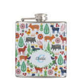 Skandinavische Folklorekunst Monogram Muster Boho  Flachmann (Vorderseite)