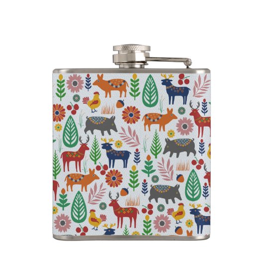 Skandinavische Folklorekunst Monogram Muster Boho  Flachmann (Rückseite)