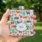 Skandinavische Folklorekunst Monogram Muster Boho Flachmann