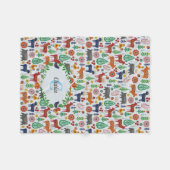 Skandinavische Folklorekunst Monogram Muster Boho  Fleecedecke (Vorderseite (Horizontal))