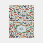 Skandinavische Folklorekunst Monogram Muster Boho  Fleecedecke (Vorderseite)