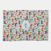 Skandinavische Folklorekunst Monogram Muster Boho  Geschirrtuch (Horizontal)