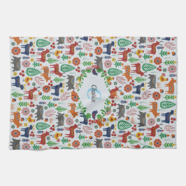 Skandinavische Folklorekunst Monogram Muster Boho  Geschirrtuch