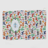Skandinavische Folklorekunst Monogram Muster Boho  Golfhandtuch (Horizontal)