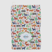 Skandinavische Folklorekunst Monogram Muster Boho  Golfhandtuch (Vorderseite)