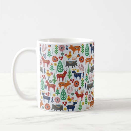 Skandinavische Folklorekunst Monogram Muster Boho  Kaffeetasse (Links)