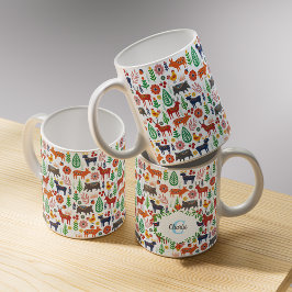 Skandinavische Folklorekunst Monogram Muster Boho  Kaffeetasse