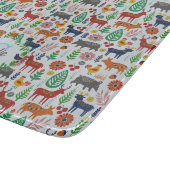 Skandinavische Folklorekunst Monogram Muster Boho  Schneidebrett (Ecke)