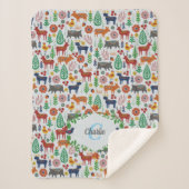 Skandinavische Folklorekunst Monogram Muster Boho  Sherpadecke (Vorderseite)