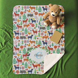 Skandinavische Folklorekunst Monogram Muster Boho  Sherpadecke