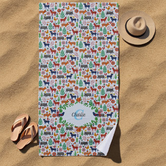 Skandinavische Folklorekunst Monogram Muster Boho  Strandtuch