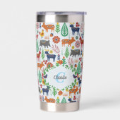 Skandinavische Folklorekunst Monogram Muster Boho  Thermobecher (Links)