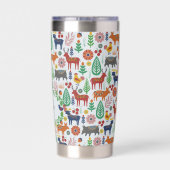 Skandinavische Folklorekunst Monogram Muster Boho  Thermobecher (Rückseite)