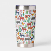 Skandinavische Folklorekunst Monogram Muster Boho  Thermobecher (Vorderseite)