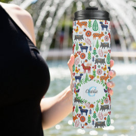 Skandinavische Folklorekunst Monogram Muster Boho  Thermosbecher