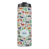 Skandinavische Folklorekunst Monogram Muster Boho Thermosbecher (Vorderseite)