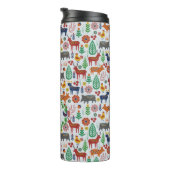 Skandinavische Folklorekunst Monogram Muster Boho Thermosbecher (Nach rechts gedreht)