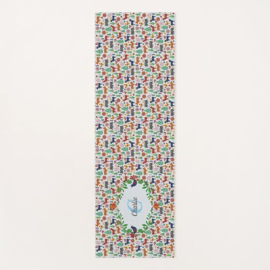 Skandinavische Folklorekunst Monogram Muster Boho  Yogamatte (Vorderseite)