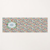 Skandinavische Folklorekunst Monogram Muster Boho  Yogamatte (Vorderseite (Horizontal))