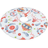 Skandinavische Folklorekunst Monogram Weihnachten Polyester Weihnachtsbaumdecke (Schrägansicht)