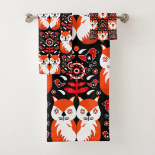 Skandinavische Fox Folk Badhandtuch Set