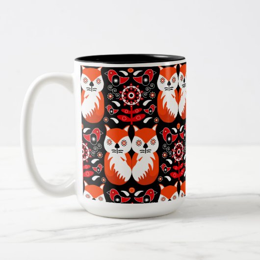 Skandinavische Fox Folk Zweifarbige Tasse (Links)