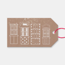 Skandinavische Gebäude auf dem "Kraft Gift Tag"