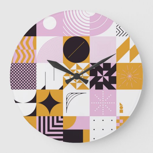 Skandinavische Geometrie: HandGezeichnet Kunstwerk Große Wanduhr (Vorderseite)