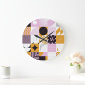 Skandinavische Geometrie: HandGezeichnet Kunstwerk Große Wanduhr (Zuhause)