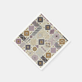 Skandinavische Geometrie Lila und Gold-Decoupage Serviette (Ecke)