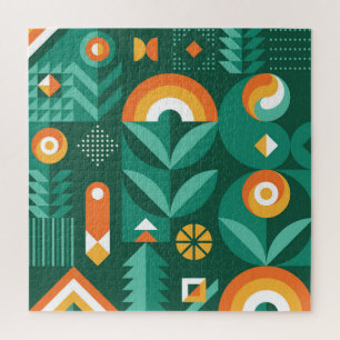 Skandinavische Geometrie, Vintage-Agrarsymbol Puzzle