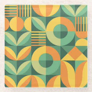 Skandinavische Geometrische Vintage Landwirtschaft Glasuntersetzer