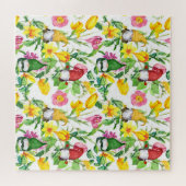 Skandinavische Gnome: Frühlingsblumenfarbe. Puzzle (Horizontal)