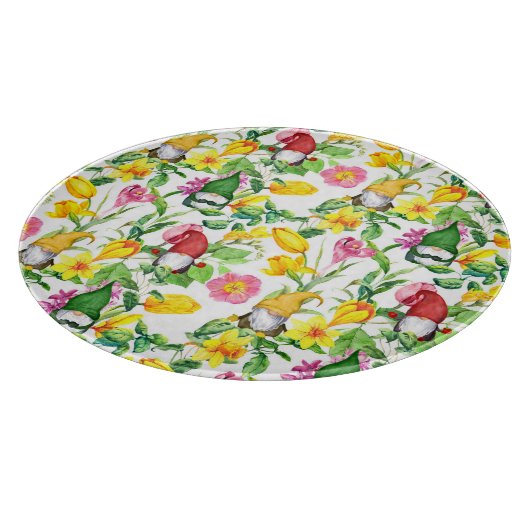 Skandinavische Gnome: Frühlingsblumenfarbe. Schneidebrett (Ecke)