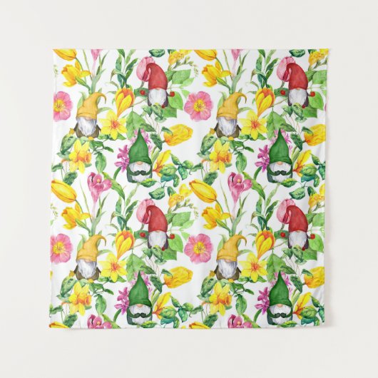 Skandinavische Gnome: Frühlingsblumenfarbe. Wandteppich (Vorderseite)