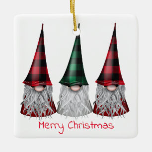 Skandinavische Gnome in Buffalo Karierte Ornamente