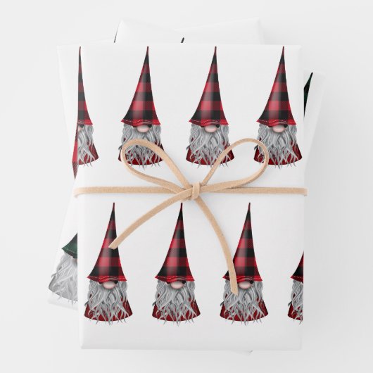 Skandinavische Gnome in Kariert Geschenkpapier Set (Beispiel)