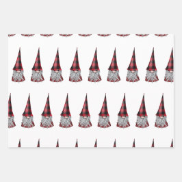 Skandinavische Gnome in Kariert Geschenkpapier Set