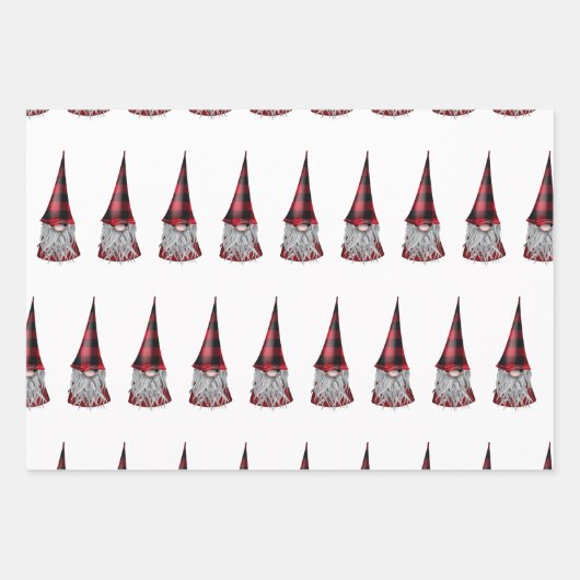 Skandinavische Gnome in Kariert Geschenkpapier Set (Vorderseite)