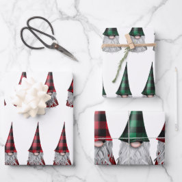 Skandinavische Gnome in Kariert Geschenkpapier Set