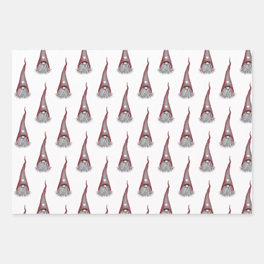 Skandinavische Gnome Weihnachtswrapping Paper Shee Geschenkpapier Set (Vorderseite 2)